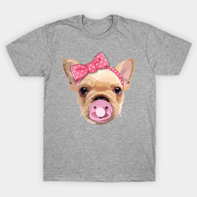 Bulldog with headband T-Shirt by thedailysoe